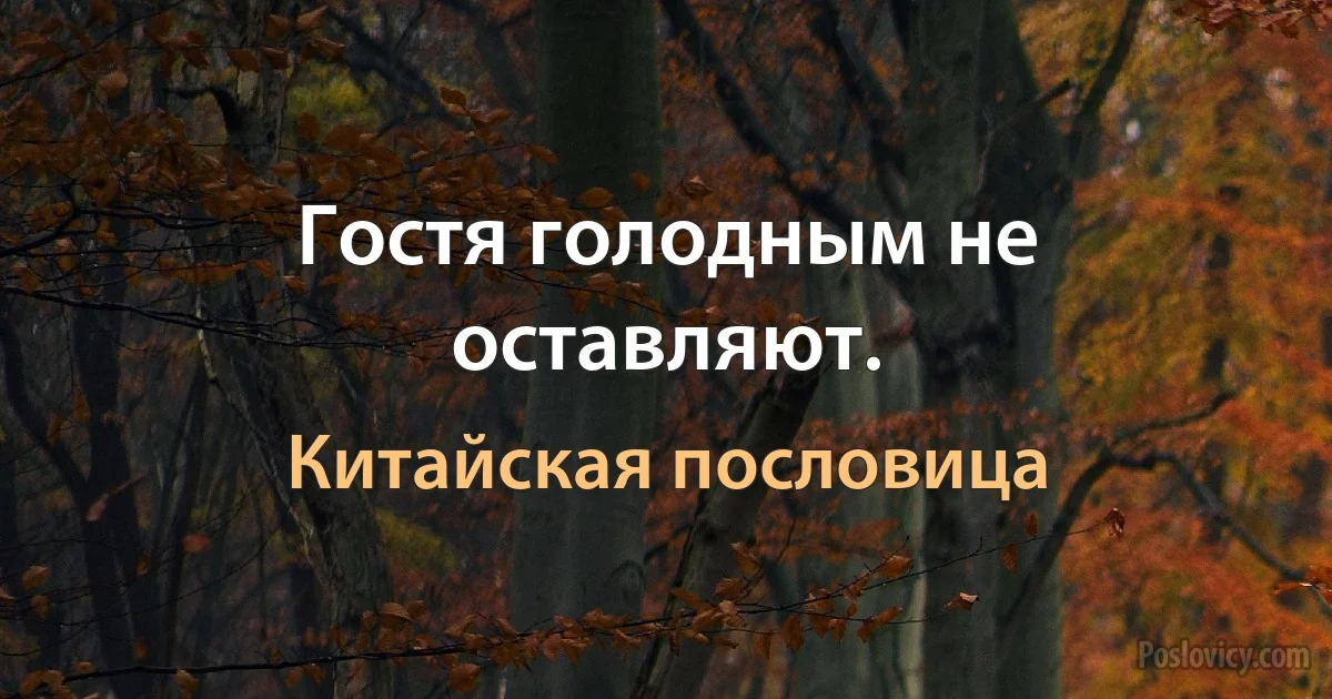 Гостя голодным не оставляют. (Китайская пословица)