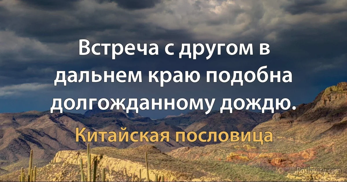 Встреча с другом в дальнем краю подобна долгожданному дождю. (Китайская пословица)