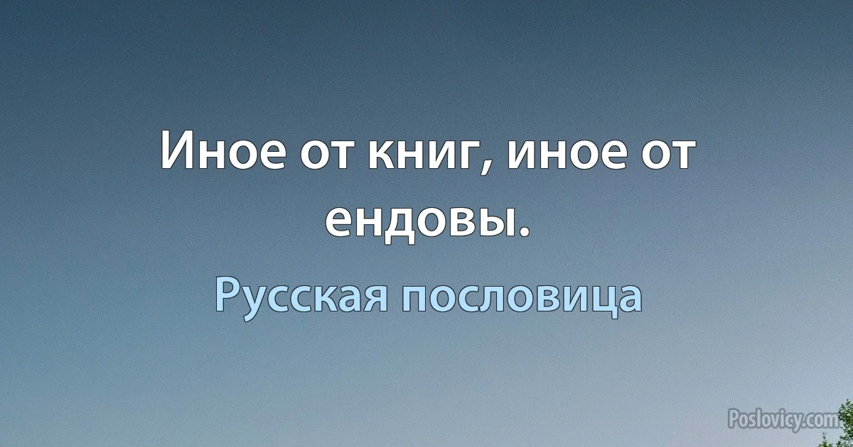 Иное от книг, иное от ендовы. (Русская пословица)