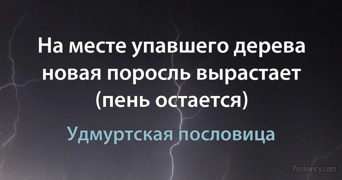 На месте упавшего дерева новая поросль вырастает (пень остается) (Удмуртская пословица)