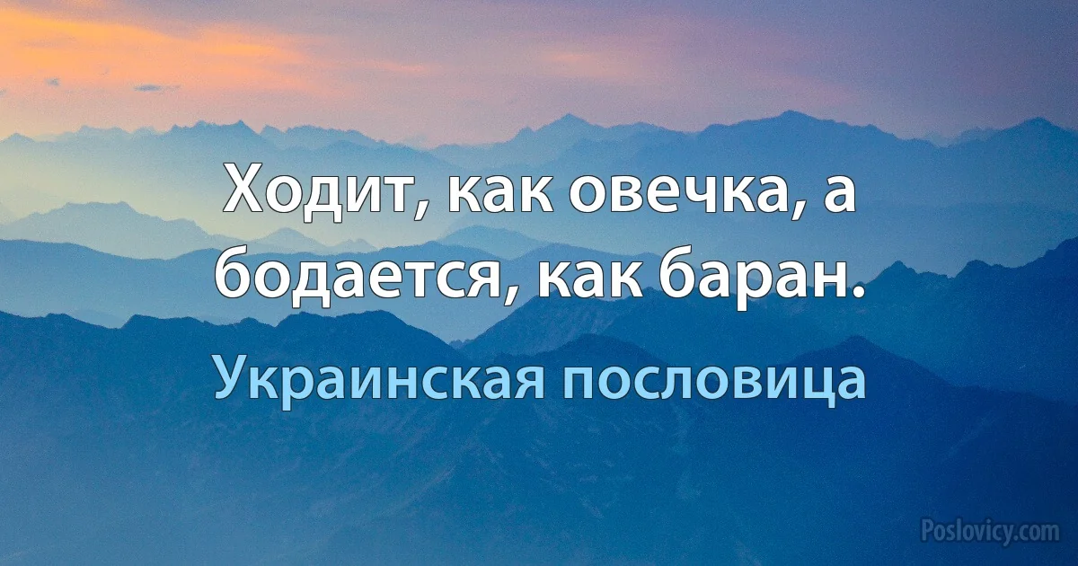 Ходит, как овечка, а бодается, как баран. (Украинская пословица)