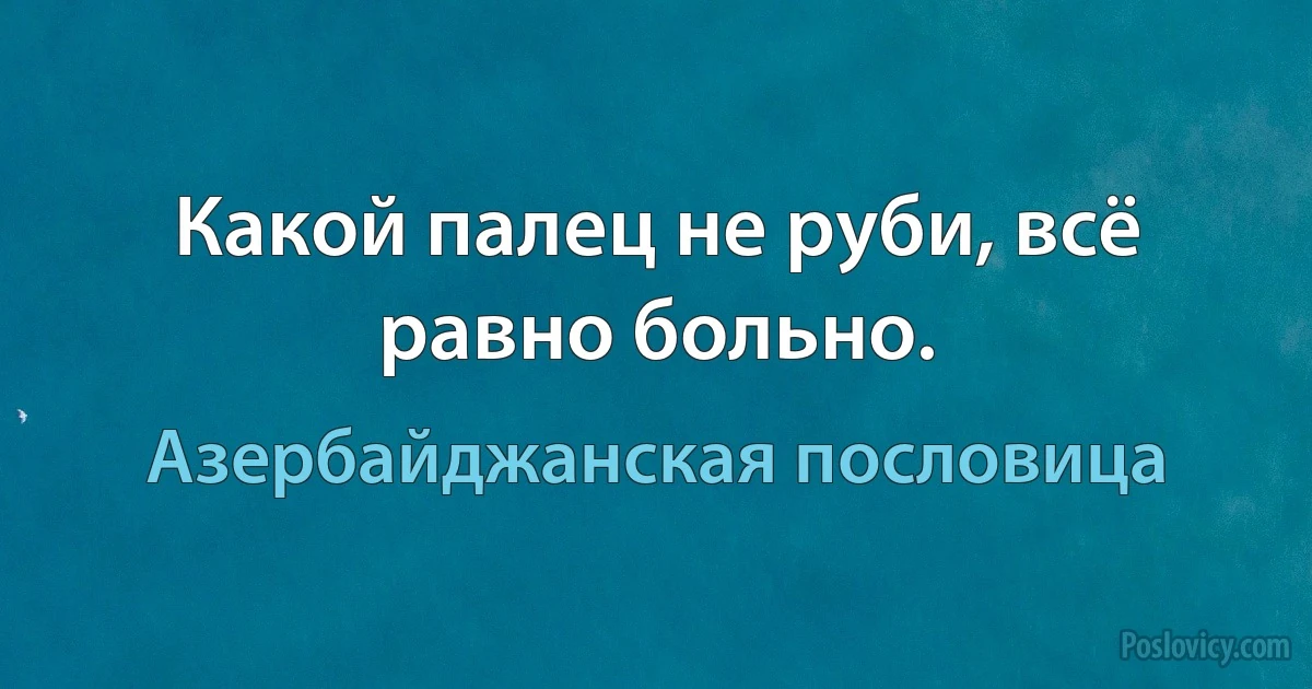 Какой палец не руби, всё равно больно. (Азербайджанская пословица)