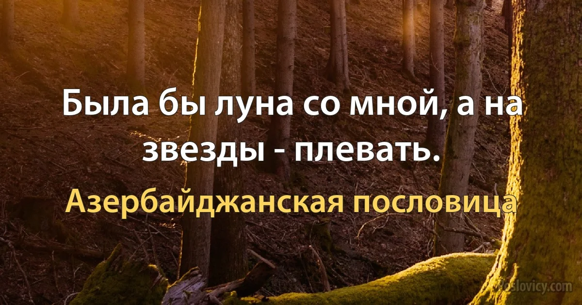 Была бы луна со мной, а на звезды - плевать. (Азербайджанская пословица)