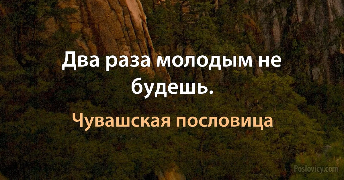 Два раза молодым не будешь. (Чувашская пословица)