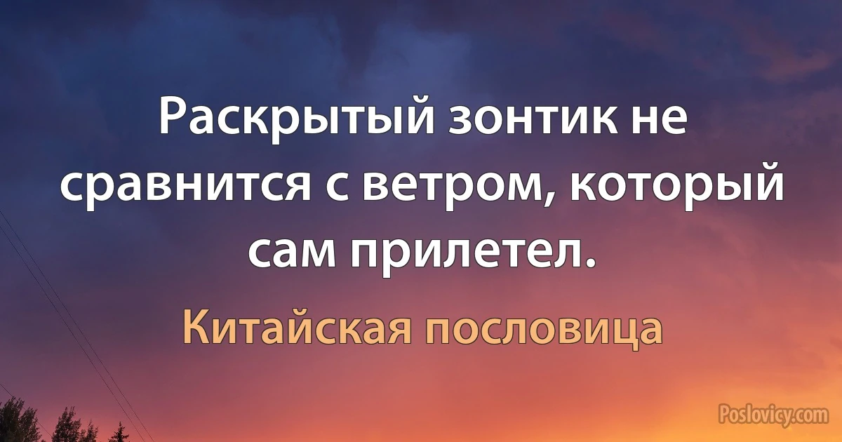 Раскрытый зонтик не сравнится с ветром, который сам прилетел. (Китайская пословица)