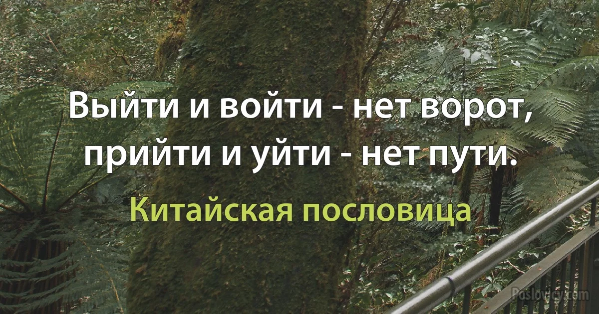 Выйти и войти - нет ворот, прийти и уйти - нет пути. (Китайская пословица)