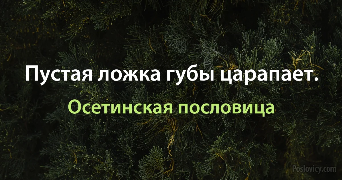 Пустая ложка губы царапает. (Осетинская пословица)