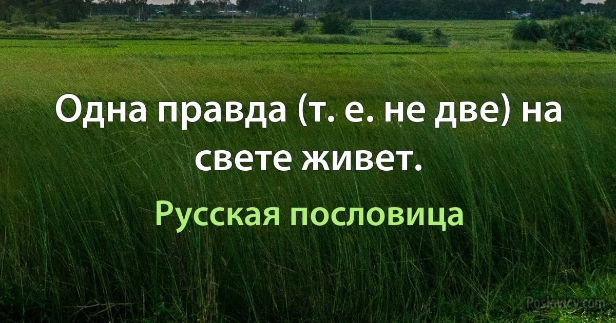 Одна правда (т. е. не две) на свете живет. (Русская пословица)