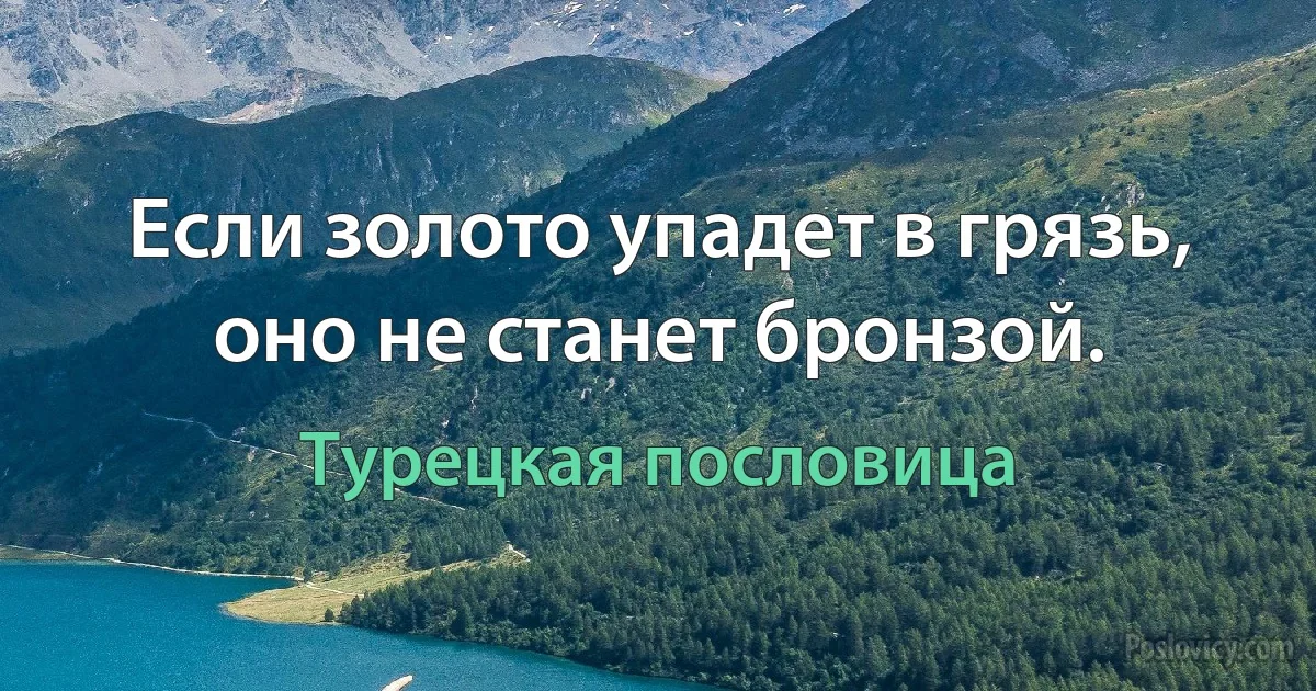 Если золото упадет в грязь, оно не станет бронзой. (Турецкая пословица)