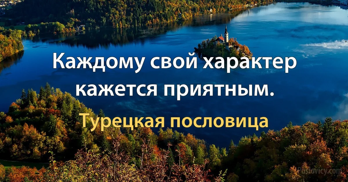 Каждому свой характер кажется приятным. (Турецкая пословица)