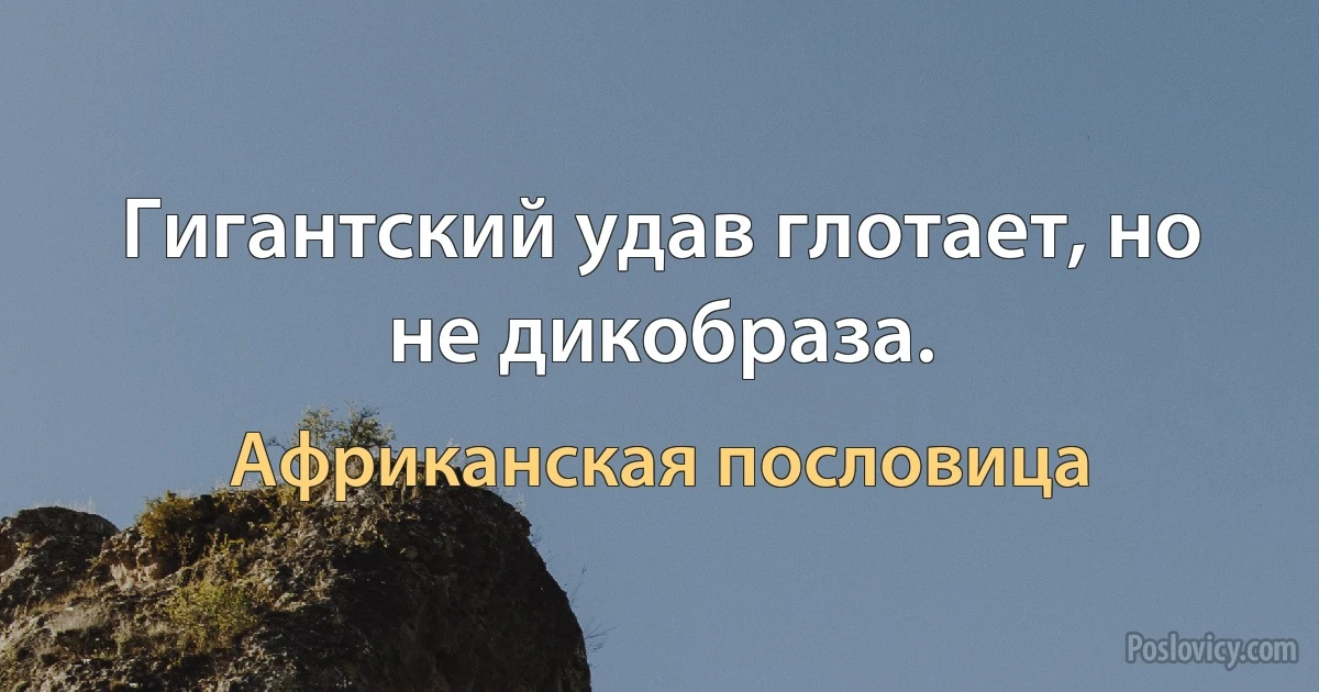 Гигантский удав глотает, но не дикобраза. (Африканская пословица)