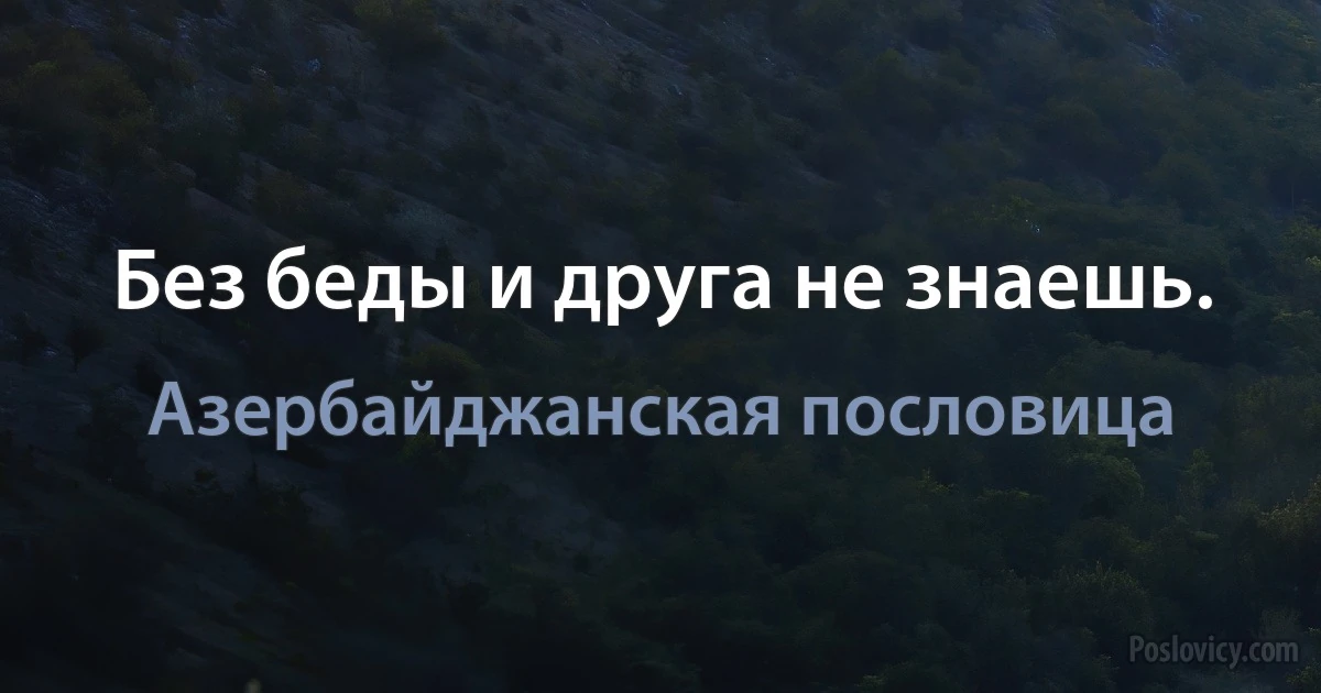 Без беды и друга не знаешь. (Азербайджанская пословица)