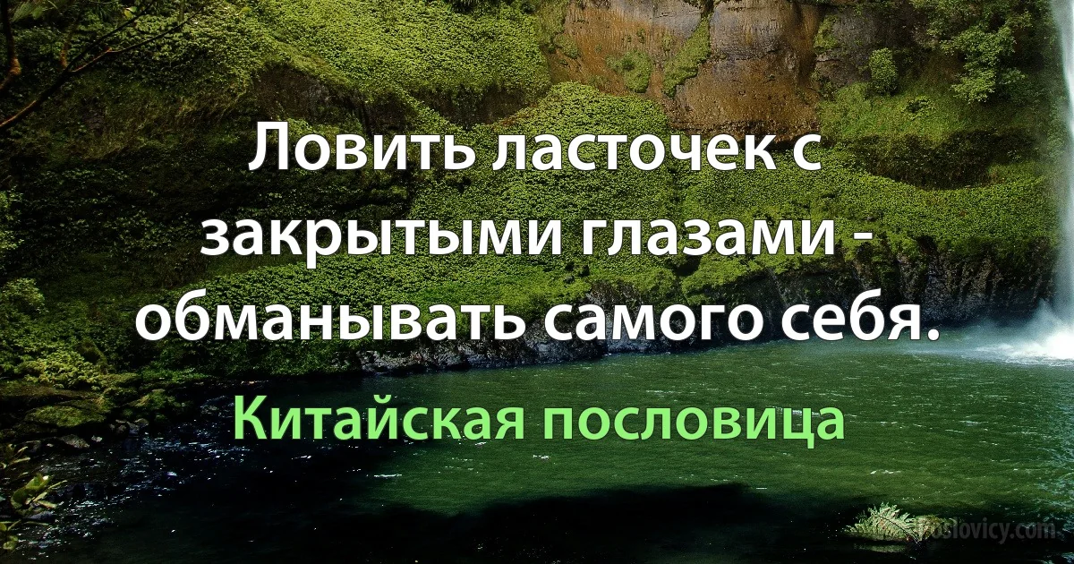 Ловить ласточек с закрытыми глазами - обманывать самого себя. (Китайская пословица)