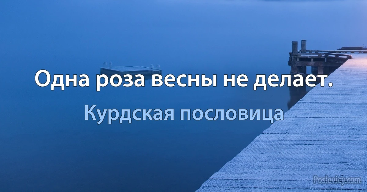 Одна роза весны не делает. (Курдская пословица)