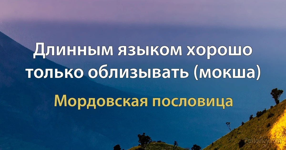 Длинным языком хорошо только облизывать (мокша) (Мордовская пословица)