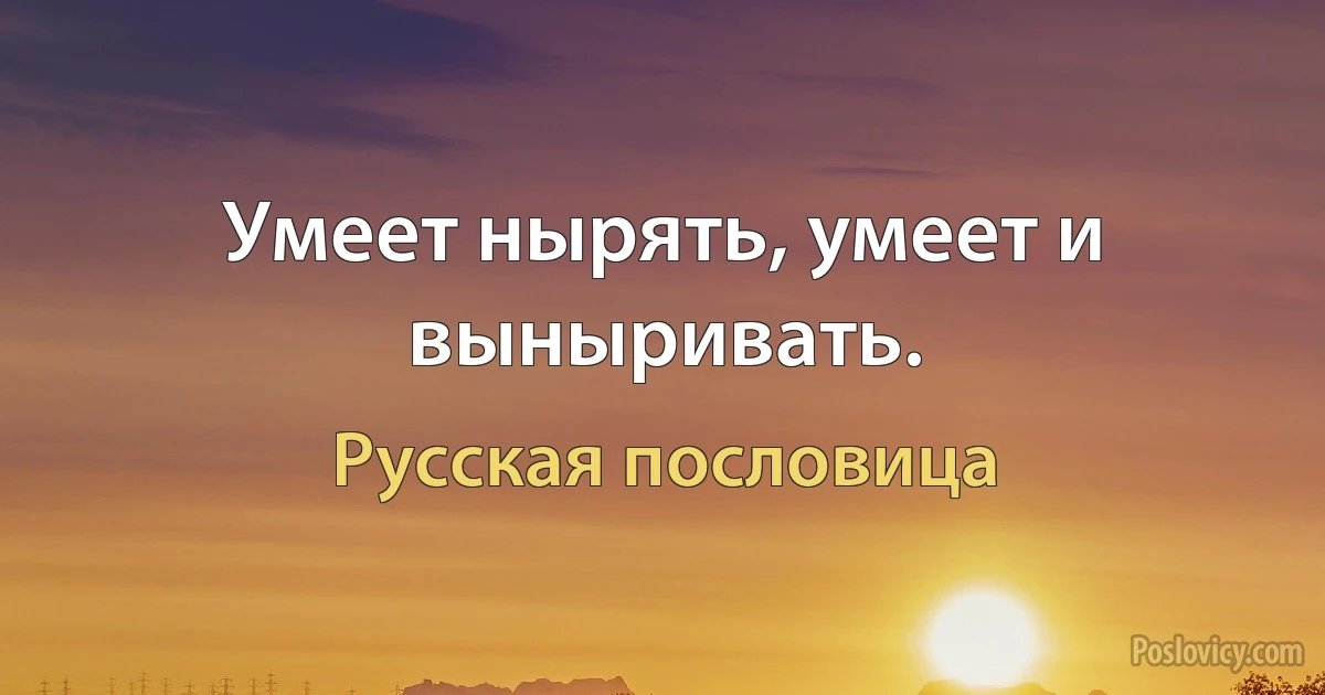 Умеет нырять, умеет и выныривать. (Русская пословица)