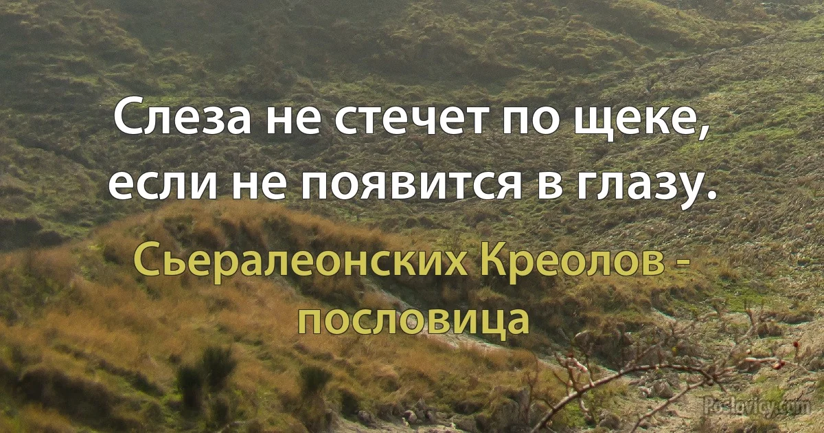 Слеза не стечет по щеке, если не появится в глазу. (Сьералеонских Креолов - пословица)