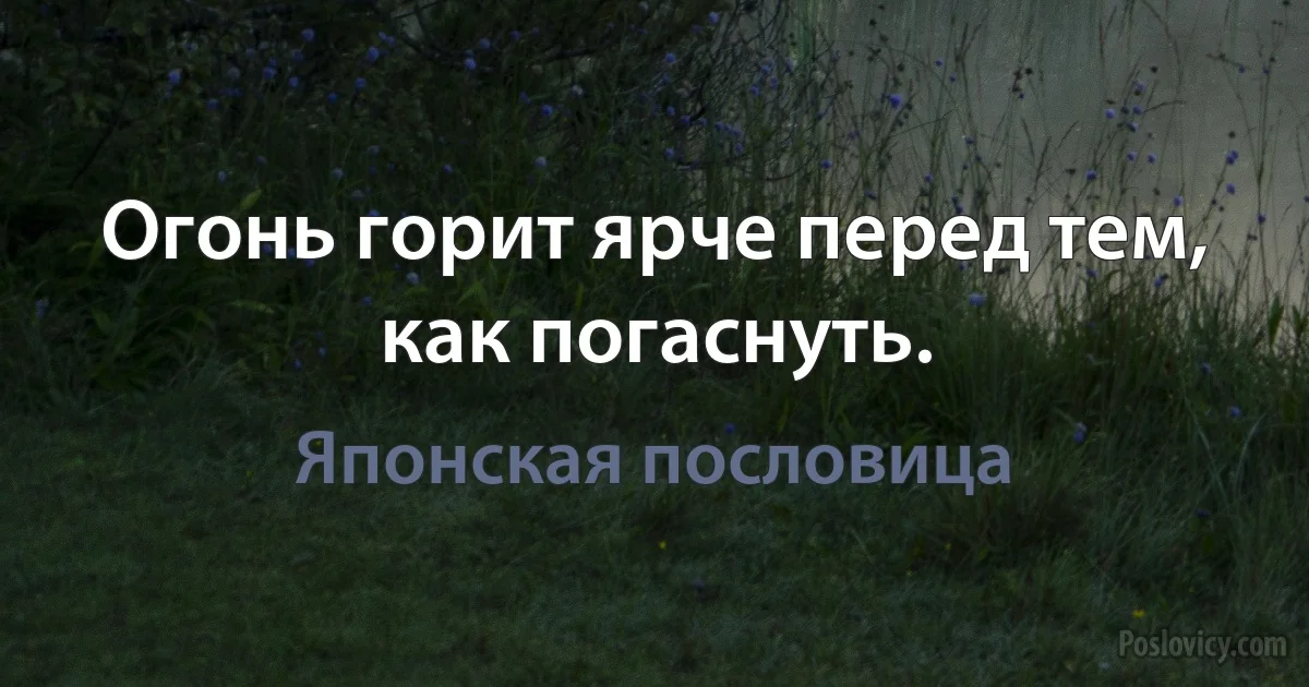 Огонь горит ярче перед тем, как погаснуть. (Японская пословица)