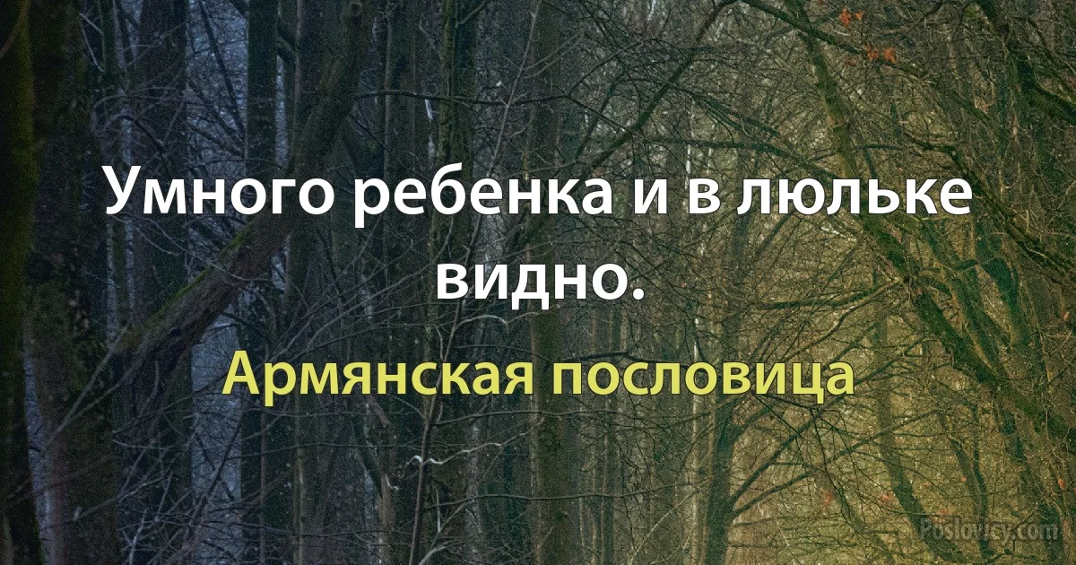 Умного ребенка и в люльке видно. (Армянская пословица)