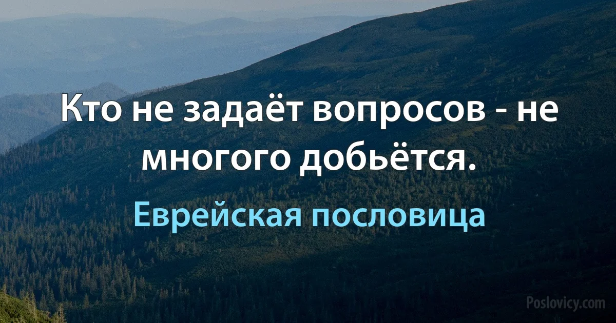 Кто не задаёт вопросов - не многого добьётся. (Еврейская пословица)