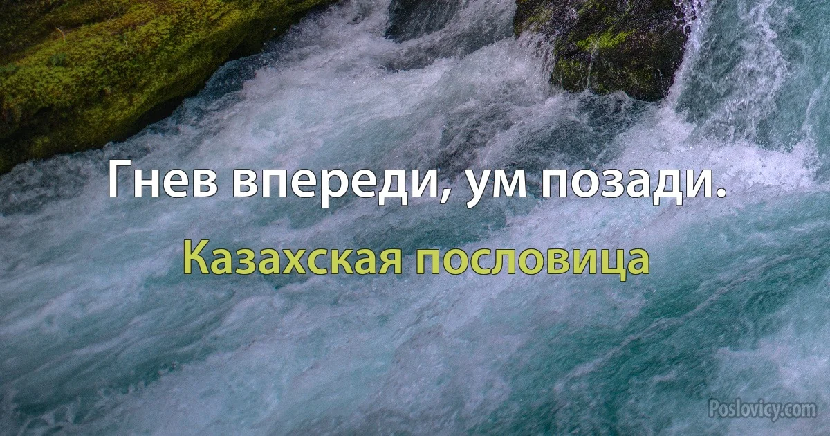 Гнев впереди, ум позади. (Казахская пословица)