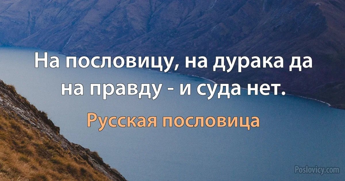 На пословицу, на дурака да на правду - и суда нет. (Русская пословица)