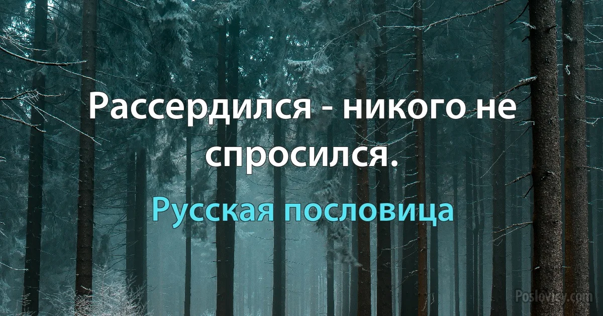 Рассердился - никого не спросился. (Русская пословица)