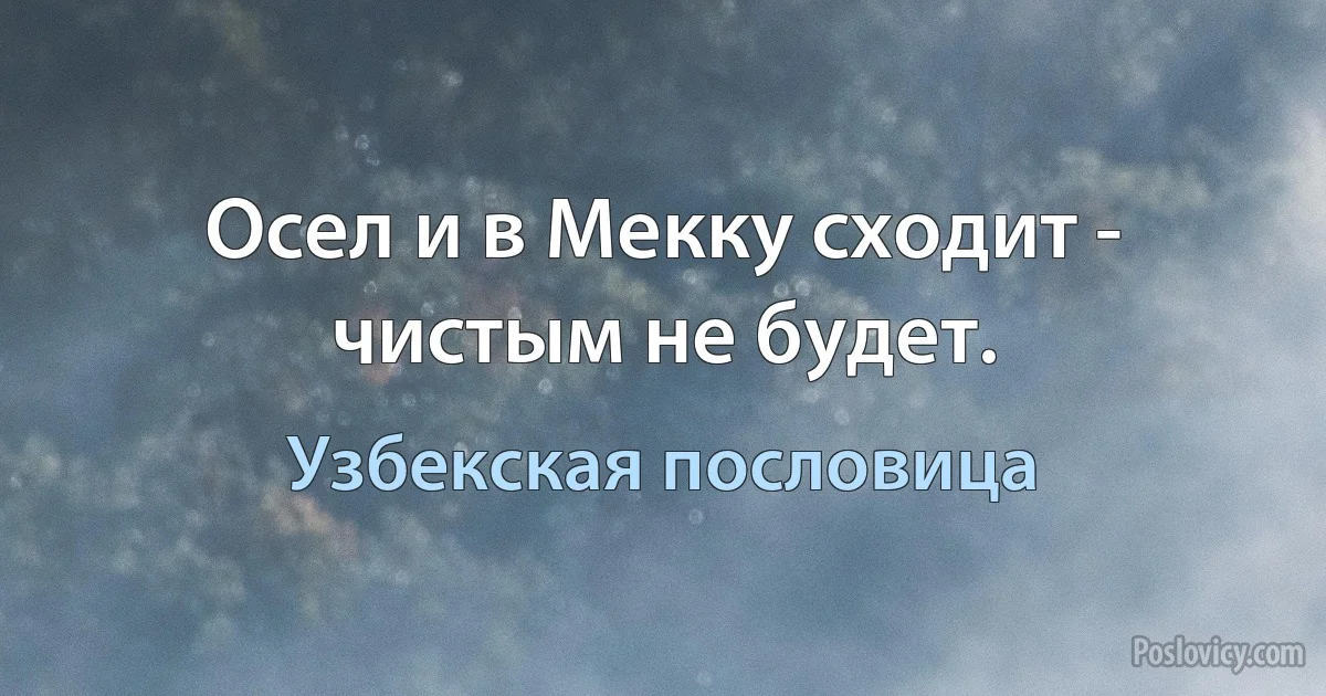 Осел и в Мекку сходит - чистым не будет. (Узбекская пословица)