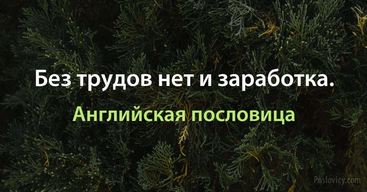 Без трудов нет и заработка. (Английская пословица)