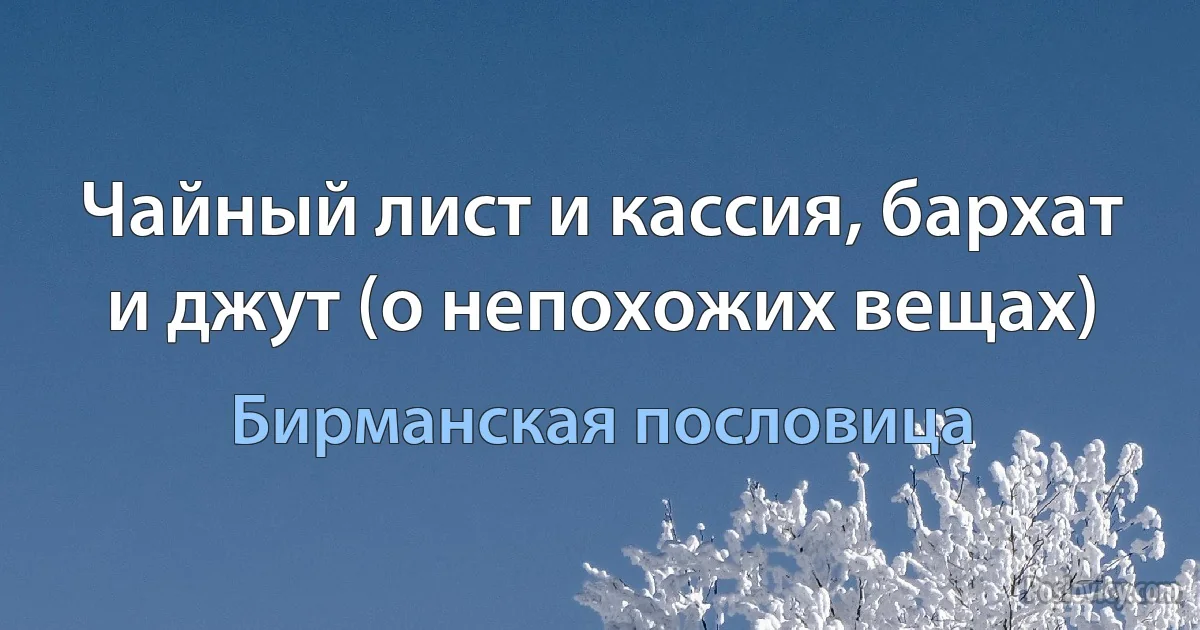 Чайный лист и кассия, бархат и джут (о непохожих вещах) (Бирманская пословица)