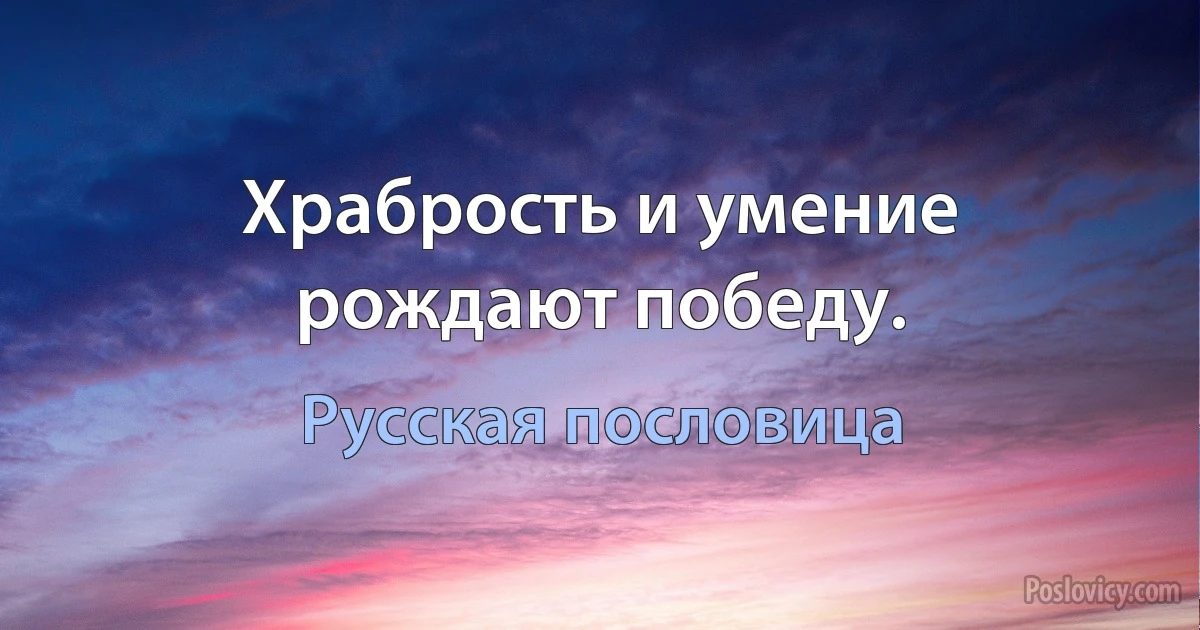 Храбрость и умение рождают победу. (Русская пословица)