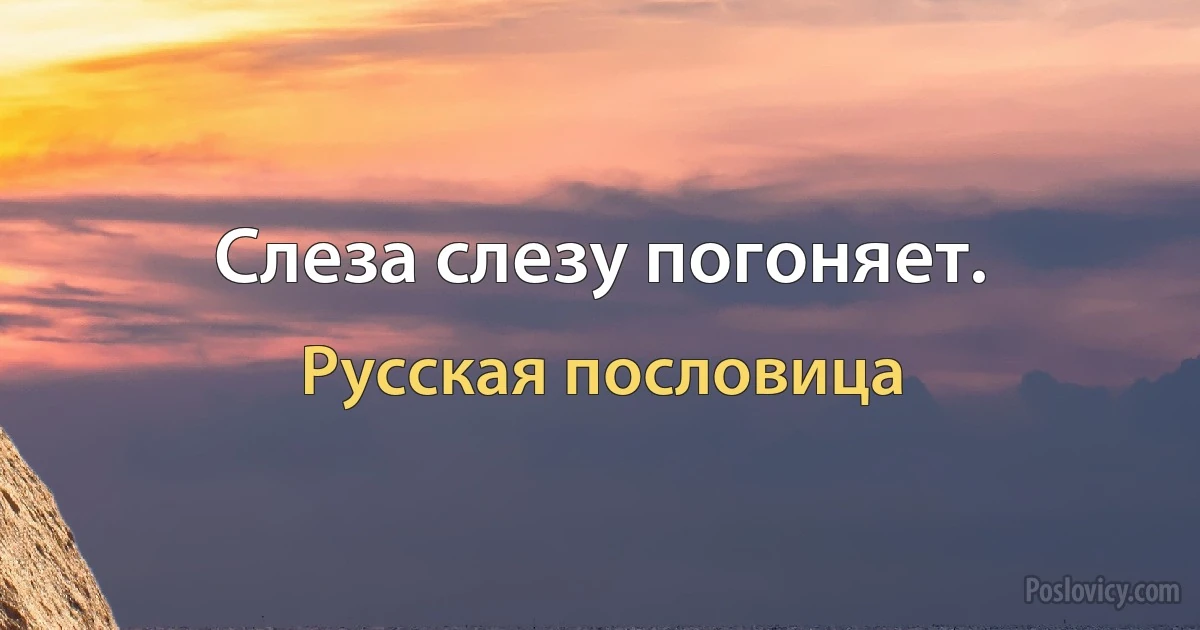 Слеза слезу погоняет. (Русская пословица)