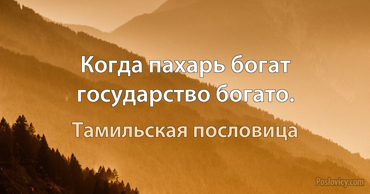 Когда пахарь богат государство богато. (Тамильская пословица)