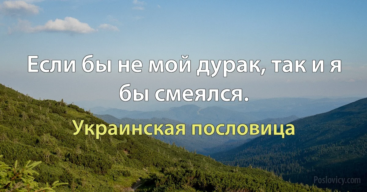 Если бы не мой дурак, так и я бы смеялся. (Украинская пословица)