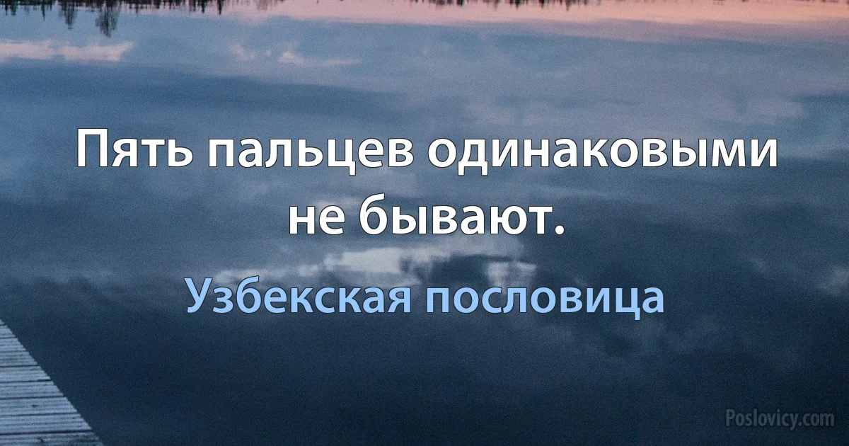 Пять пальцев одинаковыми не бывают. (Узбекская пословица)