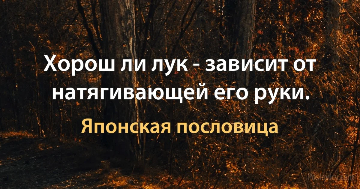 Хорош ли лук - зависит от натягивающей его руки. (Японская пословица)