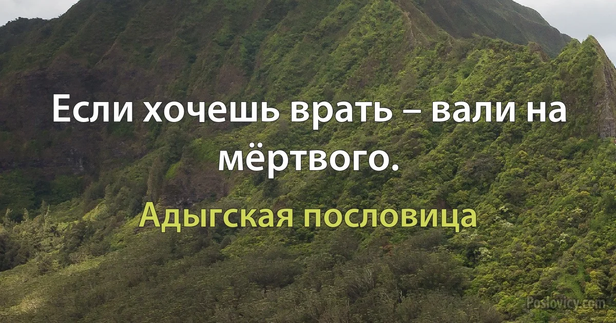 Если хочешь врать – вали на мёртвого. (Адыгская пословица)