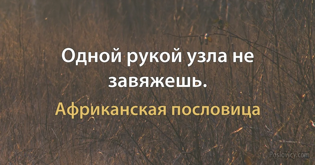 Одной рукой узла не завяжешь. (Африканская пословица)