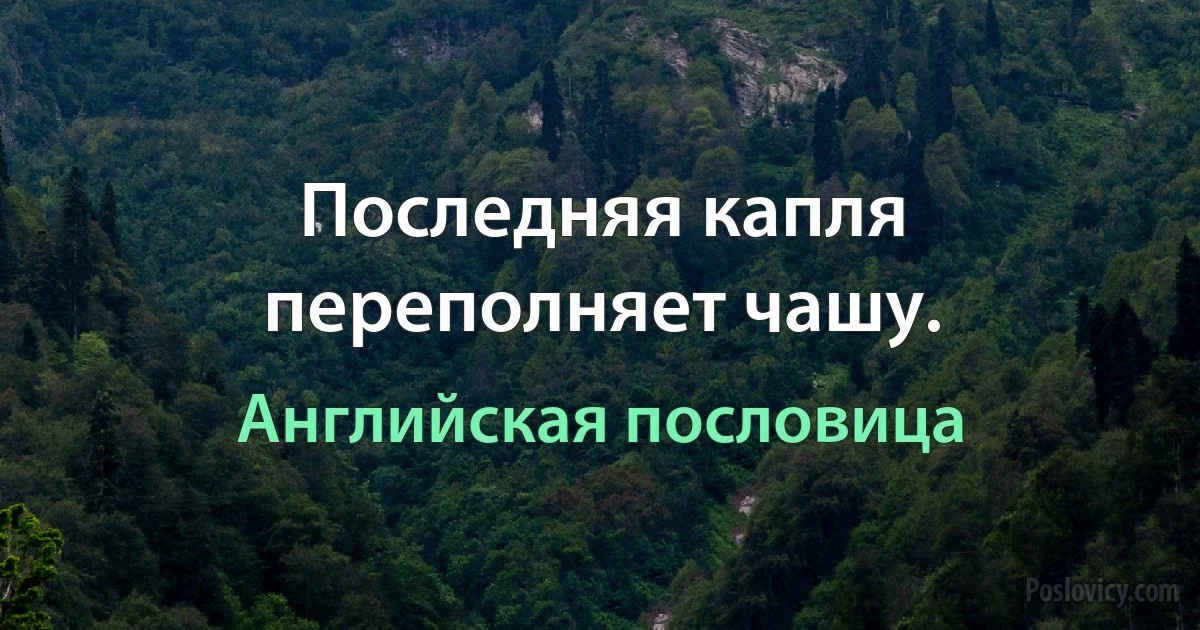 Последняя капля переполняет чашу. (Английская пословица)