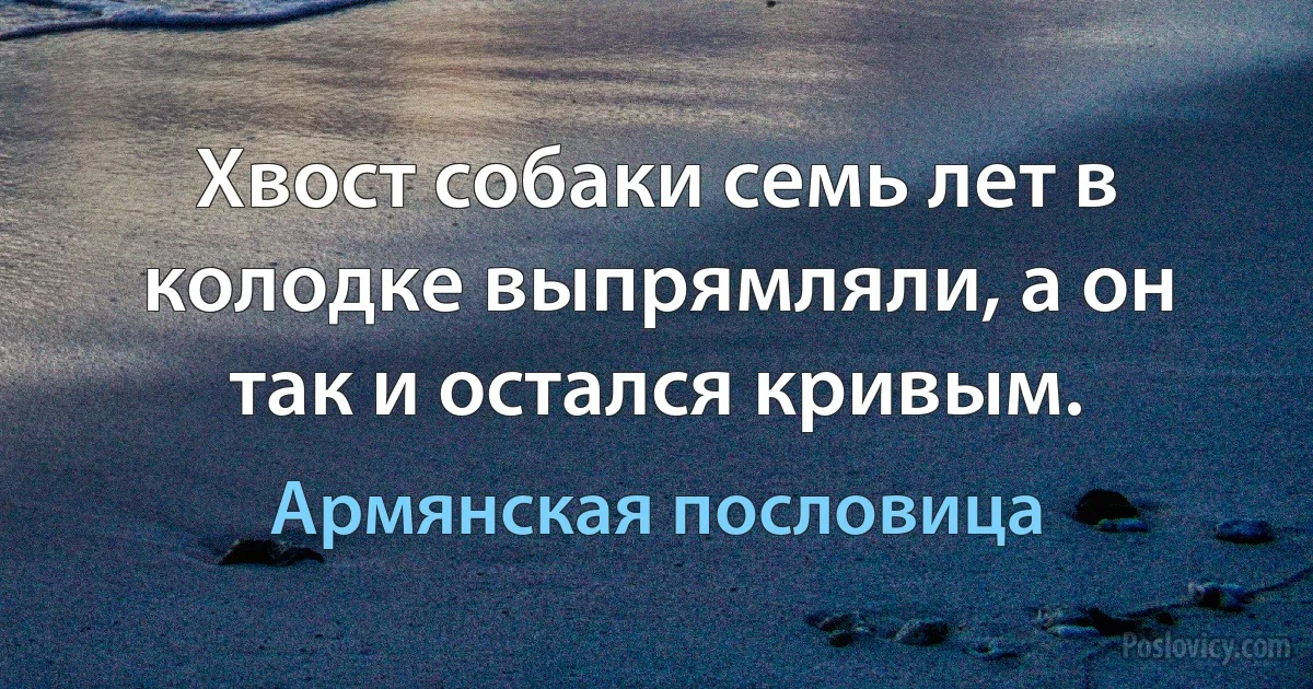 Хвост собаки семь лет в колодке выпрямляли, а он так и остался кривым. (Армянская пословица)