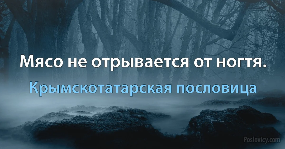 Мясо не отрывается от ногтя. (Крымскотатарская пословица)