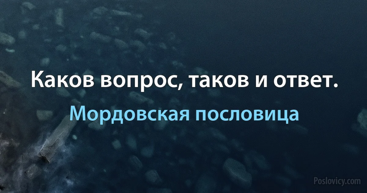 Каков вопрос, таков и ответ. (Мордовская пословица)