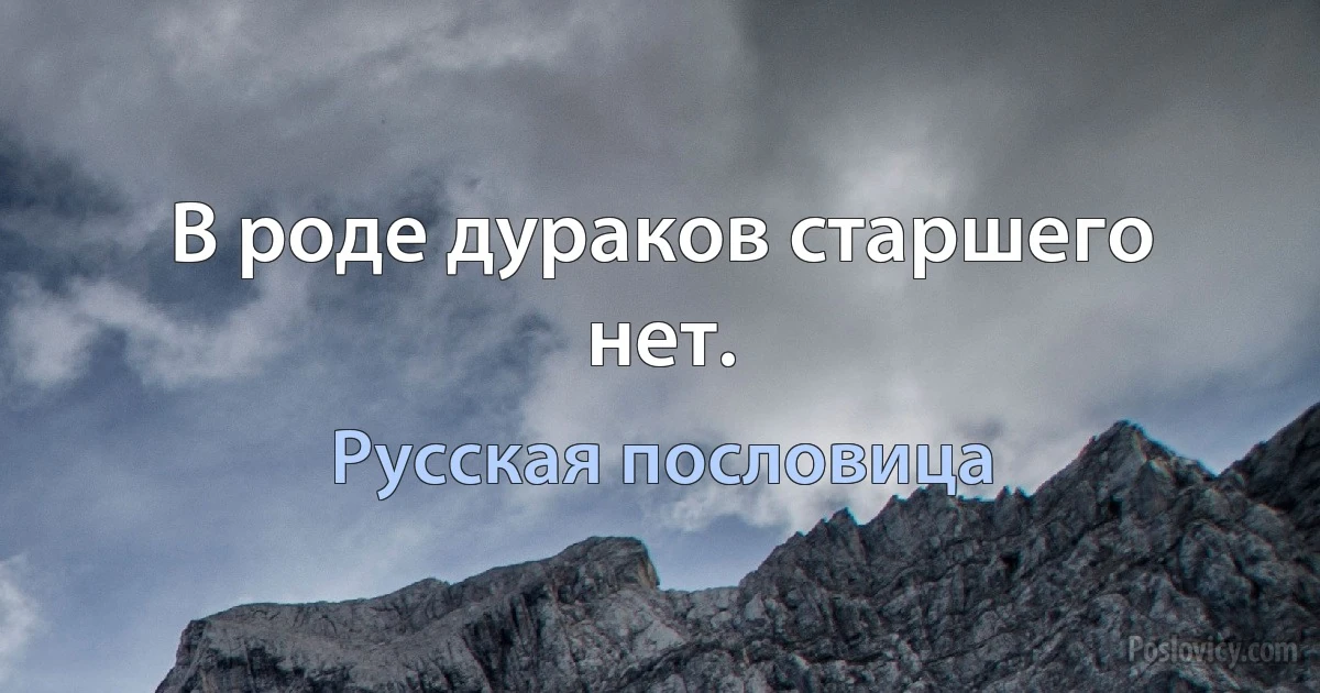 В роде дураков старшего нет. (Русская пословица)