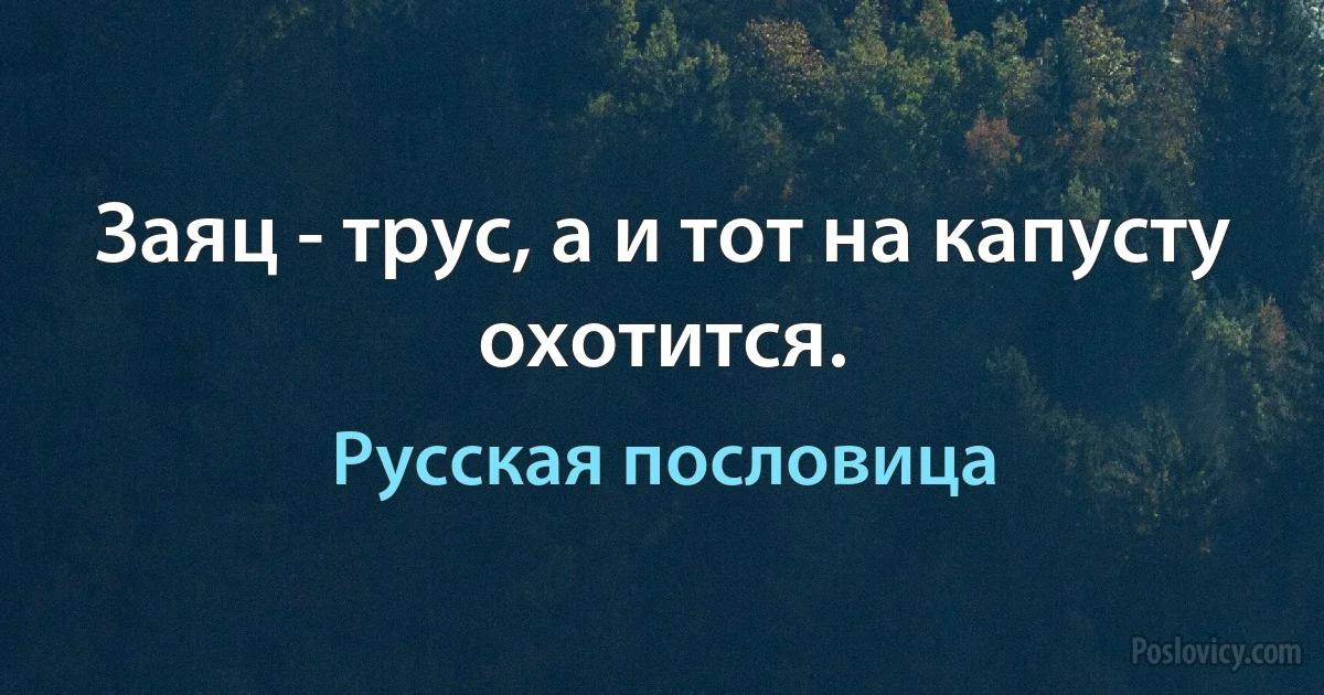 Заяц - трус, а и тот на капусту охотится. (Русская пословица)