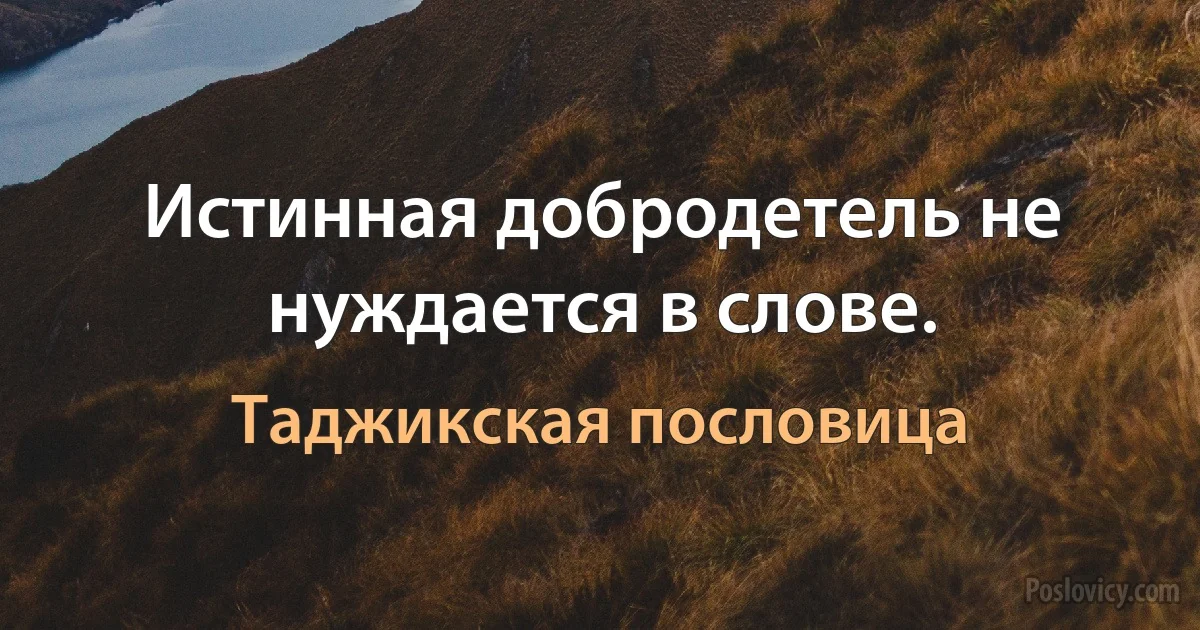 Истинная добродетель не нуждается в слове. (Таджикская пословица)