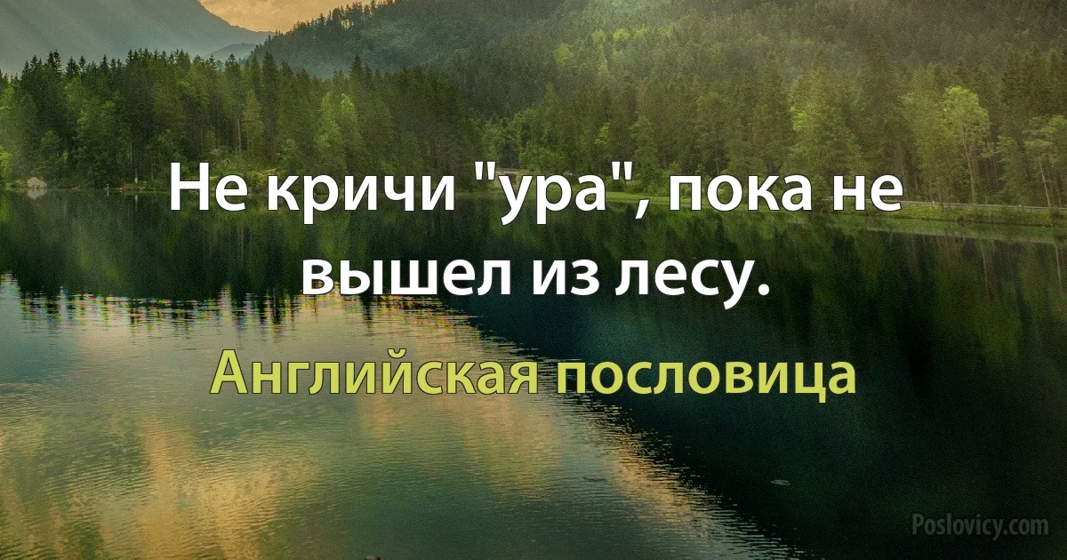 Не кричи "ура", пока не вышел из лесу. (Английская пословица)