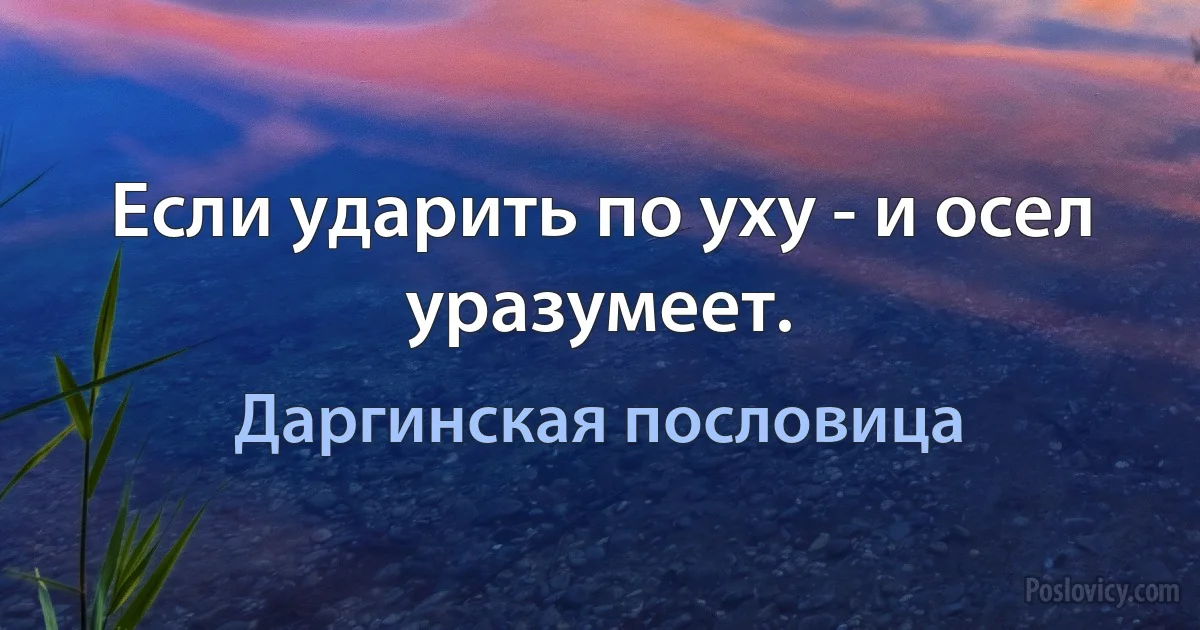 Если ударить по уху - и осел уразумеет. (Даргинская пословица)