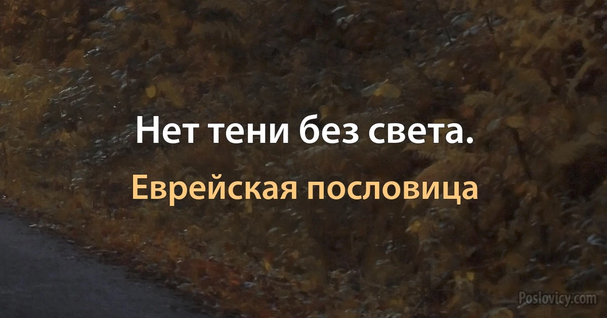 Нет тени без света. (Еврейская пословица)