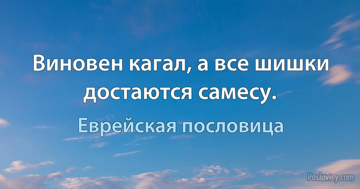 Виновен кагал, а все шишки достаются самесу. (Еврейская пословица)