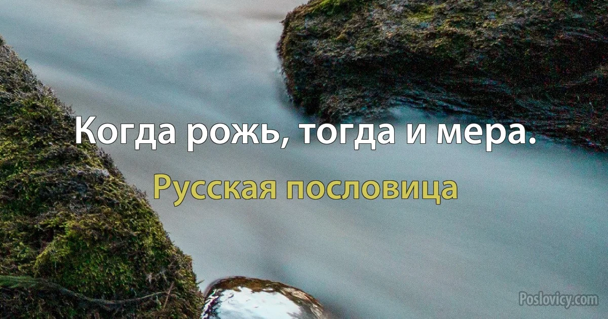 Когда рожь, тогда и мера. (Русская пословица)